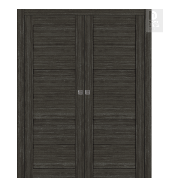 Louver Gray Oak Double pocket doors