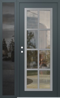 Diamond C16 50" x 80" anthracite/anthracite clear Glass Panel stainless steel RHI with Sidelite mirrored Glass