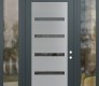 Modern Steel Front Door Diamond C7 64" x 96" anthracite/anthracite mirrored Glass Panel stainless steel LHI with 2 Sidelites and Transom clear Glass
