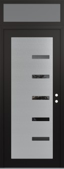 Diamond C8 36" x 96" black/black mirrored Glass Panel stainless steel LHI with Transom frosted Glass
