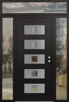 Diamond D8 68" x 96" black/black clear Glass Panel stainless steel LHI with 2 Sidelites and Transom clear Glass