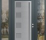 Modern Steel Front Door Diamond C3 68" x 96" anthracite/anthracite frosted Glass Panel stainless steel LHI with 2 Sidelites and Transom clear Glass
