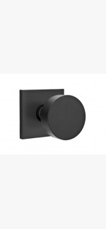 EMTEK ROUND KNOB WITH SQUARE ROSETTE PRIVACY LH FLAT BLACK (US19) 5210