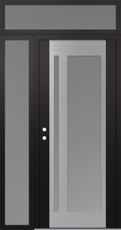 Diamond C15 50" x 96" black/white frosted Glass Panel stainless steel RHI with Sidelite and Transom frosted Glass