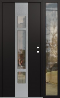 DIAMOND A9 50" X 80" BLACK/BLACK CLEAR GLASS PANEL STAINLESS STEEL LHI WITH SIDELITE CLEAR GLASS