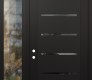 Modern Steel Front Door Diamond C11 52" x 96" black/black mirrored Glass Panel black RHI with Sidelite and Transom clear Glass