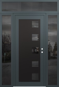 Diamond C5 60" x 96" anthracite/anthracite mirrored Glass Panel black LHI with 2 Sidelites and Transom mirrored Glass