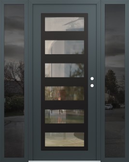 Diamond C9 68" x 80" anthracite/anthracite clear Glass Panel black LHI with 2 Sidelites mirrored Glass