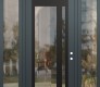 Modern Steel Front Door Diamond C15 68" x 96" anthracite/anthracite clear Glass Panel black LHI with 2 Sidelites and Transom clear Glass