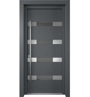 MODERN FRONT STEEL DOOR AURA ANTRACIT/WHITE 37 7/16" X 81 11/16" RHI + HARDWARE