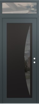 Diamond C13 36" x 96" anthracite/anthracite mirrored Glass Panel black LHI with Transom clear Glass