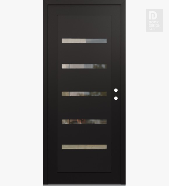 Modern Steel Front Door Diamond C7 36" x 80" black/black clear Glass Panel black LHI