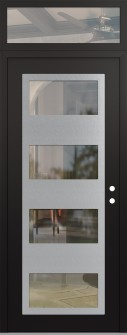 Diamond C2 36" x 96" black/black clear Glass Panel stainless steel LHI with Transom clear Glass