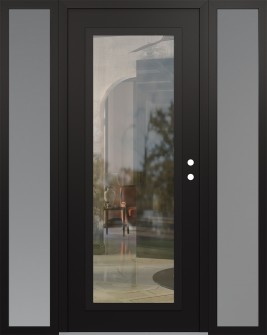Diamond C1 60" x 80" black/black clear Glass Panel black LHI with 2 Sidelites frosted Glass