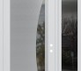 Modern Steel Front Door Diamond C13 50" x 96" white/white clear Glass Panel stainless steel LHI with Sidelite and Transom mirrored Glass