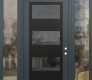 Modern Steel Front Door Diamond C2 60" x 96" anthracite/anthracite mirrored Glass Panel black LHI with 2 Sidelites and Transom clear Glass