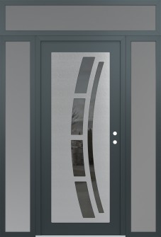 Diamond C12 64" x 96" anthracite/anthracite mirrored Glass Panel stainless steel LHI with 2 Sidelites and Transom frosted Glass
