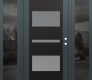Modern Steel Front Door Diamond C10 60" x 80" anthracite/anthracite frosted Glass Panel black LHI with 2 Sidelites mirrored Glass