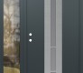 Modern Steel Front Door DIAMOND A3 50" X 80" ANTHRACITE/ANTHRACITE FROSTED GLASS PANEL STAINLESS STEEL RHI WITH SIDELITE CLEAR GLASS