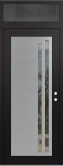 Diamond C6 36" x 96" black/black clear Glass Panel stainless steel LHI with Transom mirrored Glass