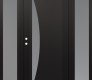Modern Steel Front Door Diamond C13 60" x 80" black/white frosted Glass Panel black RHI with 2 Sidelites frosted Glass