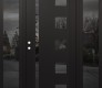 Modern Steel Front Door Diamond C3 64" x 80" black/black mirrored Glass Panel black RHI with 2 Sidelites mirrored Glass