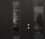 Modern Steel Front Door DIAMOND A1 48" X 96" BLACK/BLACK MIRRORED GLASS PANEL BLACK LHI WITH SIDELITE AND TRANSOM MIRRORED GLASS