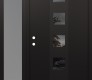Modern Steel Front Door DIAMOND A13 48" X 80" BLACK/BLACK MIRRORED GLASS PANEL BLACK RHI WITH SIDELITE FROSTED GLASS
