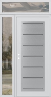 Diamond C11 48" x 96" white/white frosted Glass Panel stainless steel RHI with Sidelite and Transom clear Glass