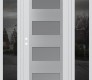 Modern Steel Front Door Diamond C2 64" x 80" white/white frosted Glass Panel stainless steel RHI with 2 Sidelites mirrored Glass