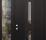 Modern Steel Front Door DIAMOND A6 50" X 96" BLACK/BLACK CLEAR GLASS PANEL BLACK RHI WITH SIDELITE AND TRANSOM CLEAR GLASS