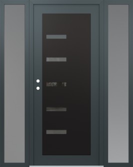 Diamond C8 64" x 80" anthracite/anthracite mirrored Glass Panel black RHI with 2 Sidelites frosted Glass