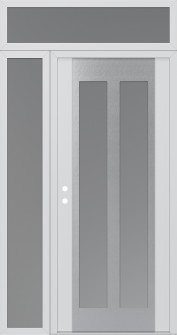 Diamond C14 52" x 96" white/white frosted Glass Panel stainless steel RHI with Sidelite and Transom frosted Glass