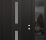 Modern Steel Front Door DIAMOND A6 48" X 96" BLACK/WHITE FROSTED GLASS PANEL BLACK LHI WITH SIDELITE AND TRANSOM MIRRORED GLASS