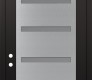 Modern Steel Front Door Diamond C7 36" x 96" black/white frosted Glass Panel stainless steel RHI with Transom frosted Glass