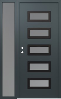 Diamond D1 52" x 80" anthracite/anthracite frosted Glass Panel black RHI with Sidelite frosted Glass