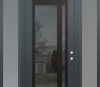 Modern Steel Front Door Diamond C15 64" x 96" anthracite/anthracite mirrored Glass Panel black LHI with 2 Sidelites and Transom frosted Glass