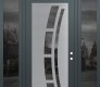 Modern Steel Front Door Diamond C12 64" x 96" anthracite/anthracite mirrored Glass Panel stainless steel LHI with 2 Sidelites and Transom mirrored Glass