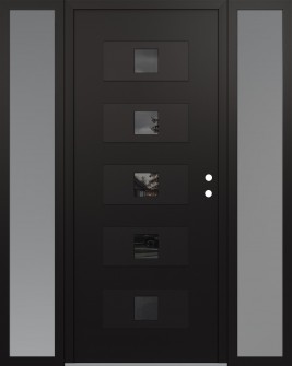 Diamond D8 64" x 80" black/black mirrored Glass Panel black LHI with 2 Sidelites frosted Glass