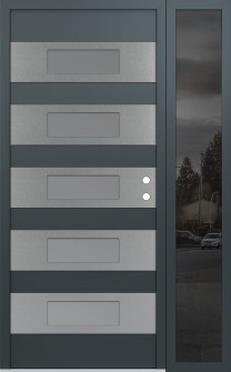 Diamond D5 52" x 80" anthracite/anthracite frosted Glass Panel stainless steel LHI with Sidelite mirrored Glass