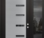 Modern Steel Front Door Diamond C8 50" x 96" black/black mirrored Glass Panel stainless steel LHI with Sidelite and Transom mirrored Glass