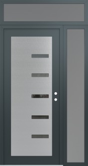 Diamond C8 50" x 96" anthracite/anthracite mirrored Glass Panel stainless steel LHI with Sidelite and Transom frosted Glass