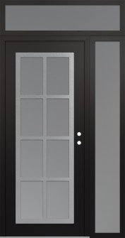 Diamond C16 52" x 96" black/white frosted Glass Panel stainless steel LHI with Sidelite and Transom frosted Glass