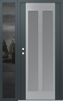 Diamond C14 50" x 80" anthracite/anthracite frosted Glass Panel stainless steel RHI with Sidelite mirrored Glass