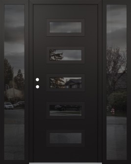 Diamond D1 68" x 80" black/black mirrored Glass Panel black RHI with 2 Sidelites mirrored Glass