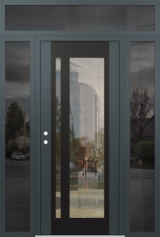 Diamond C15 64" x 96" anthracite/anthracite clear Glass Panel black RHI with 2 Sidelites and Transom mirrored Glass