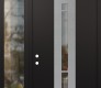 Modern Steel Front Door DIAMOND A3 52" X 96" BLACK/BLACK CLEAR GLASS PANEL STAINLESS STEEL RHI WITH SIDELITE AND TRANSOM CLEAR GLASS