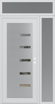 Diamond C8 52" x 96" white/white clear Glass Panel stainless steel LHI with Sidelite and Transom frosted Glass