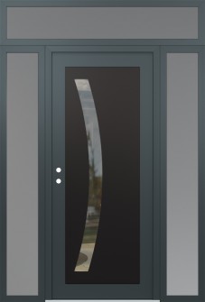 Diamond C4 60" x 96" anthracite/anthracite clear Glass Panel black RHI with 2 Sidelites and Transom frosted Glass