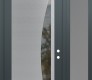 Modern Steel Front Door Diamond C13 48" x 96" anthracite/anthracite clear Glass Panel stainless steel LHI with Sidelite and Transom frosted Glass